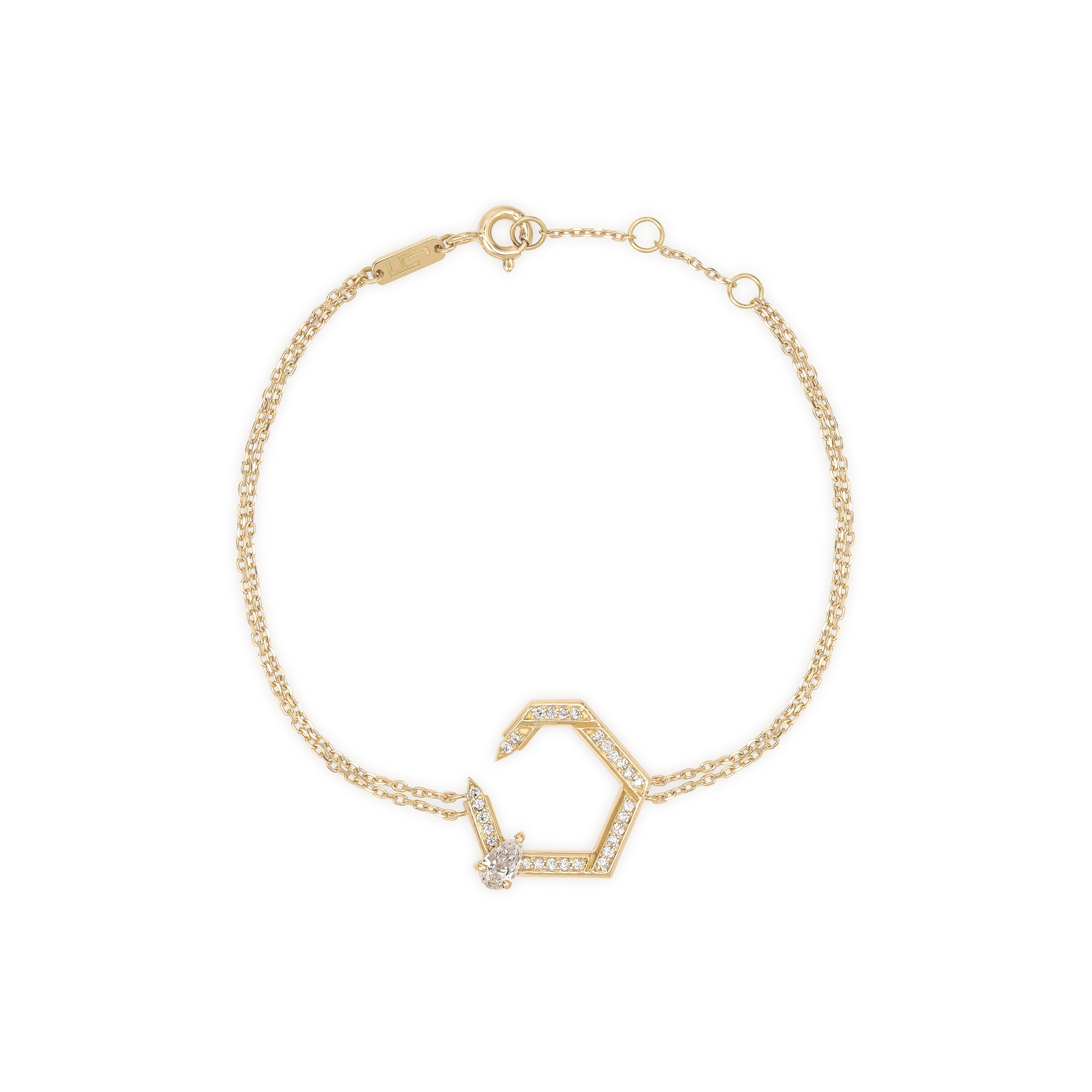 Hexad Diamond Bracelet with Double Chain