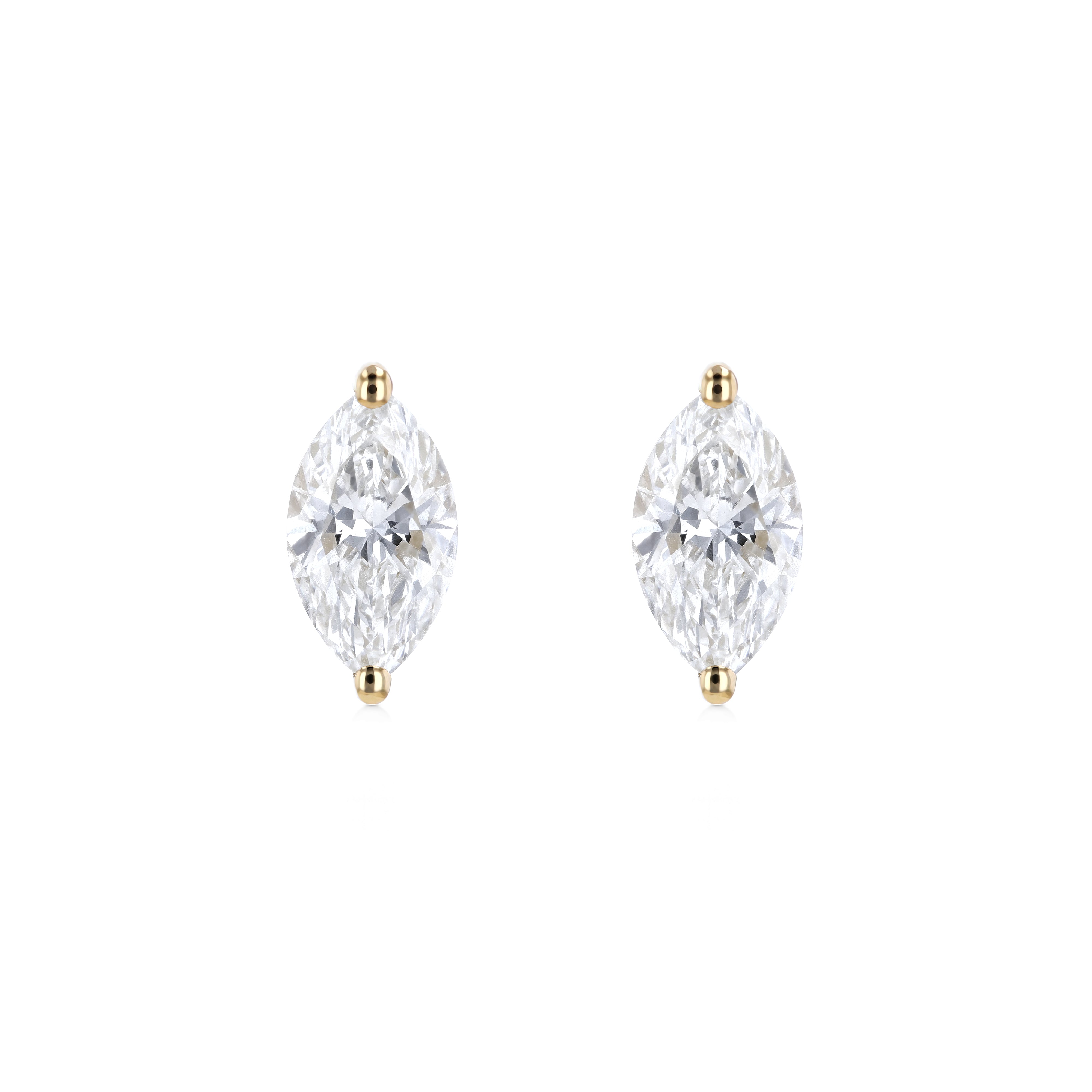 Marquise Diamond Stud Earrings - Lab Grown Diamonds - 18K Gold