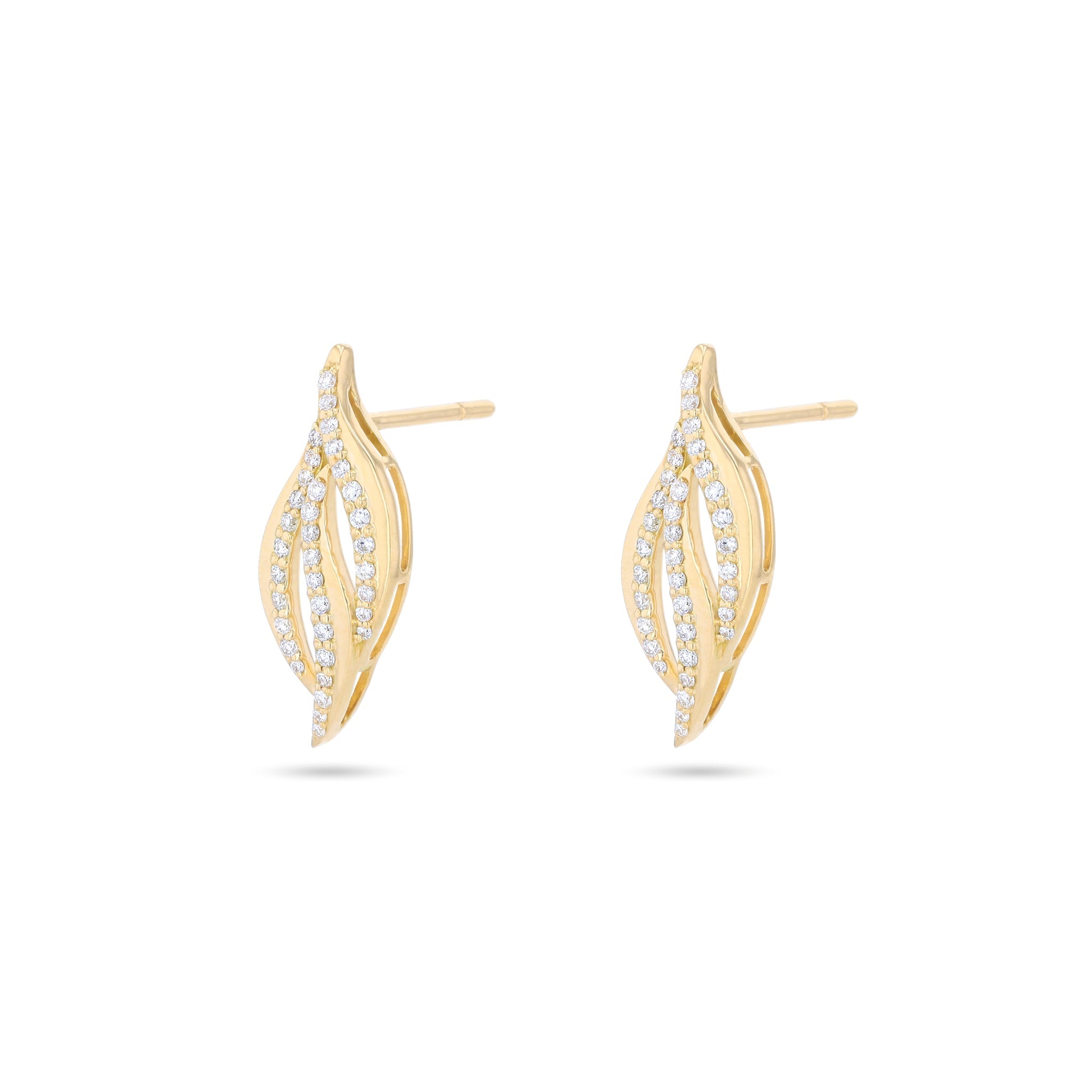 Rhea Feather Diamond Earrings in 18K Yellow Gold