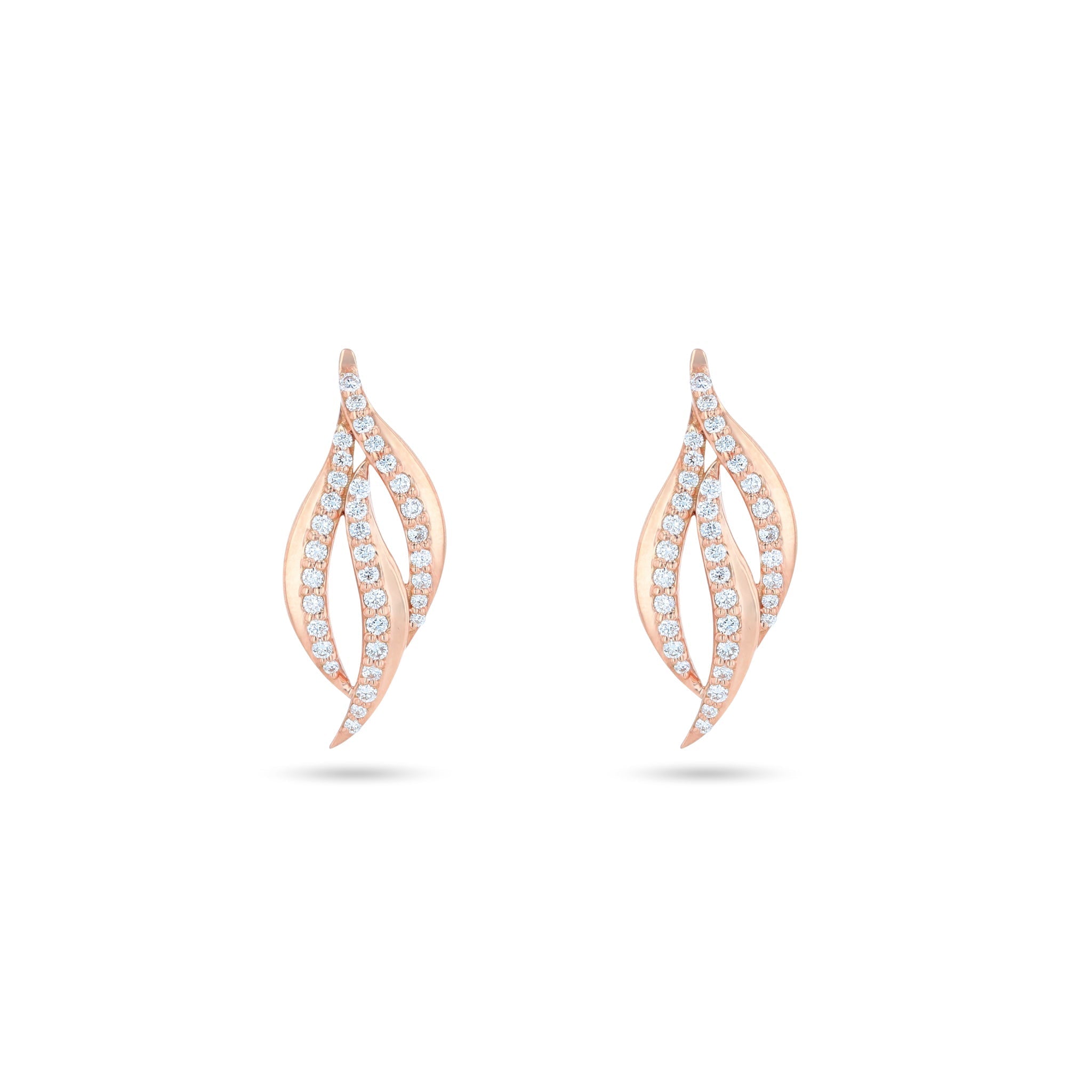 Rhea Feather Diamond Earrings in 18K Rose Gold