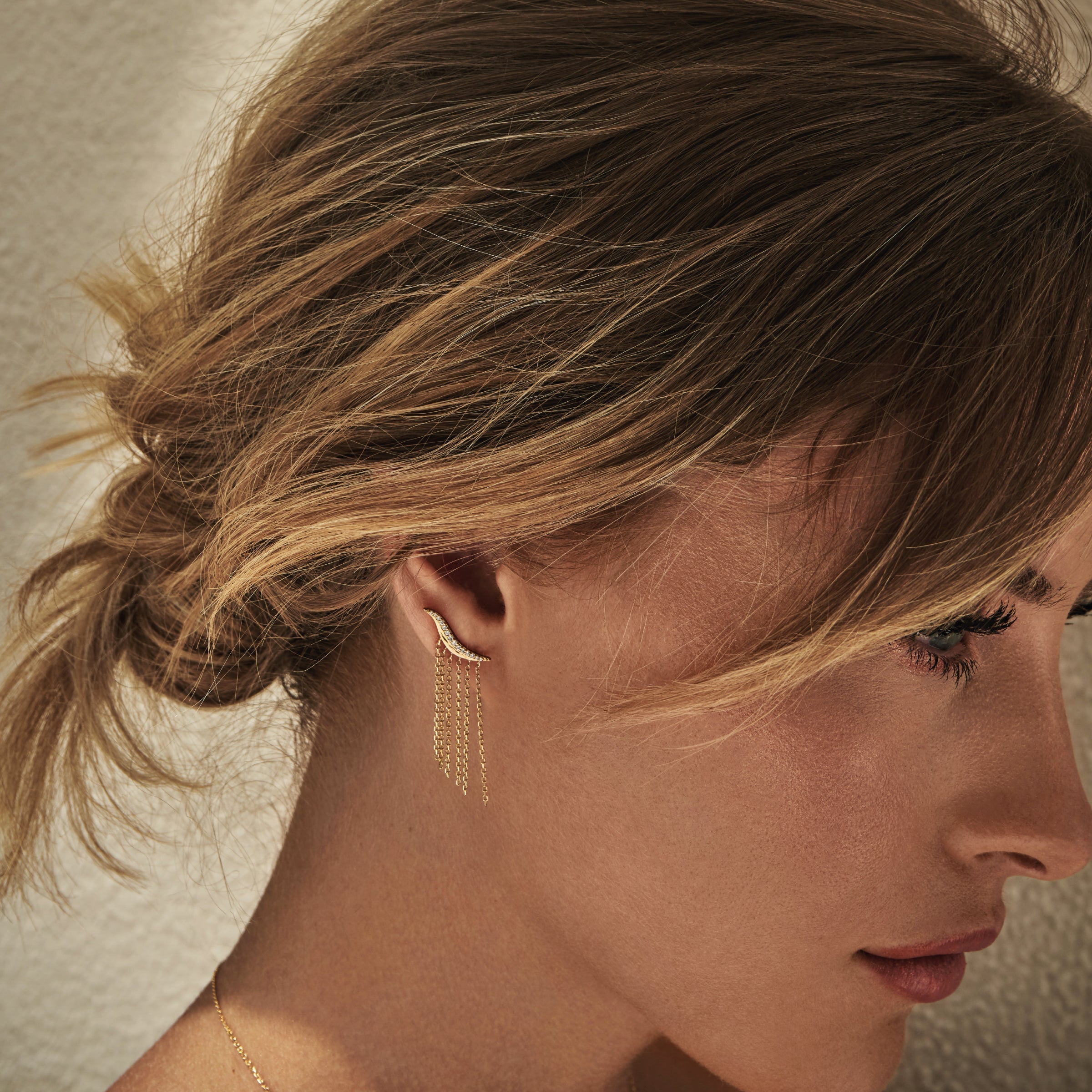 Rhea Waterfall Diamond Ear Climber